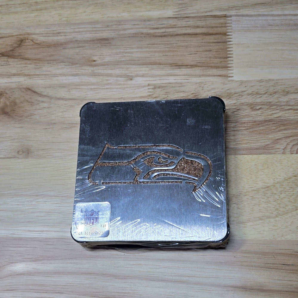 Seahawks Silver and Brown Metal Coaster Set